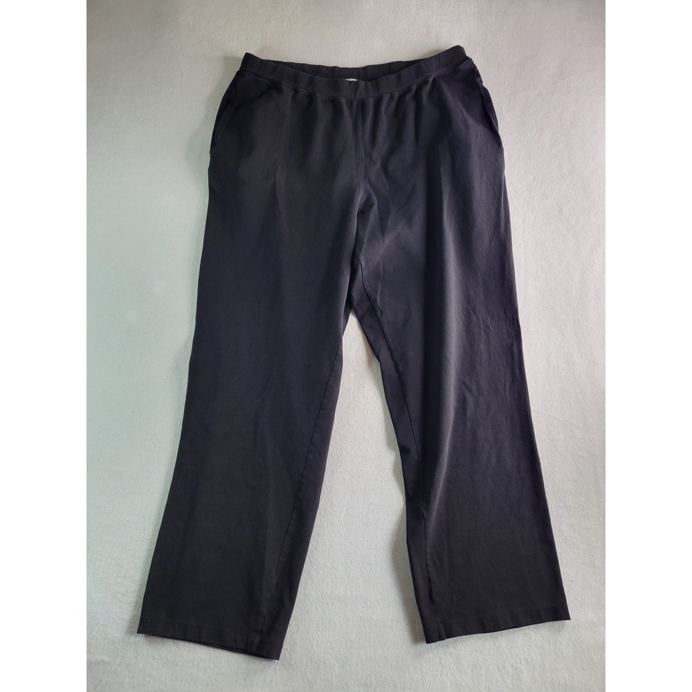 Liz & Me Essentials Blk Knit Straight Leg Pants Plus Size 0X 16W Cotton Stretch